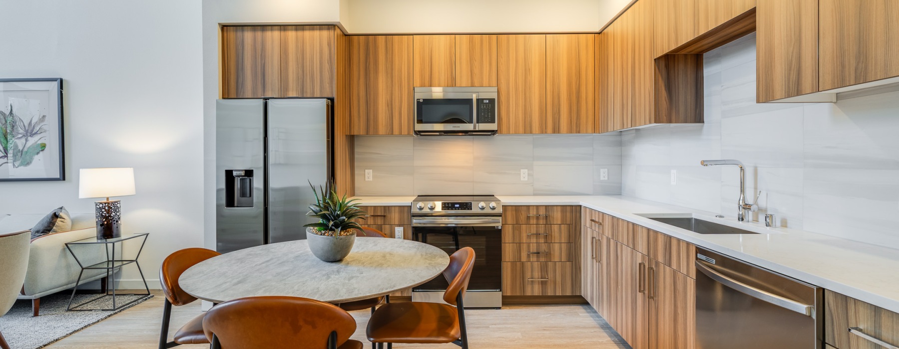 Well-lit kitchen with ample counter space